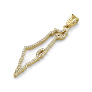14k Gold Karte von Israel Diamanten Anhänger, Diamanten Anhänger, Gold Israel Anhänger, jüdische Halskette Anhänger, Gold jüdischen Anhänger, Israel Schmuck