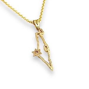 14k Gold Israel Anhänger, Land von Israel Anhänger, Gold Anhänger, Jüdischer Schmuck, Davidstern Anhänger, Schmuck Geschenke, Israel Schmuck