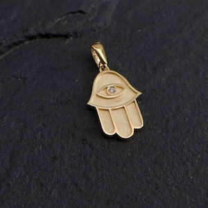 14k Gold Hamsa Pendant, Diamond Jewelry, Gold Hamsa Necklace, Jewish Jewelry, Gold Pendant, Classic Hamsa, Israel Jewelry, Pendant Necklace