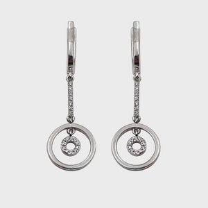 White gold earrings, set with diamonds, 14k white gold.