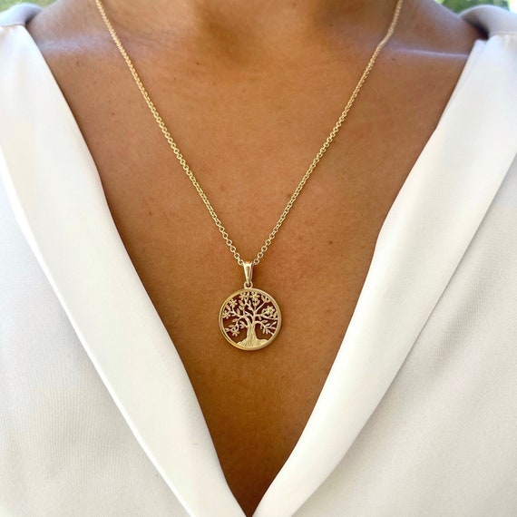 Gold tree pendant necklace new arrivals
