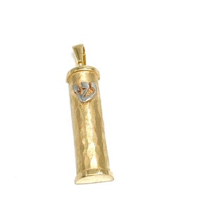 14k Gold Mezuzah pendant, hammered Gold pendant, Judaica Pendant, Jewish Jewelry, Mezuzah Pendant, Israel Jewelry, Handmade Pendant