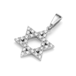 14k Gold Diamant Davidstern Anhänger, Magen David Anhänger, jüdischer Anhänger, klassischer Anhänger, Goldanhänger, Diamant Schmuck, Israel Designer