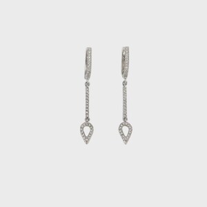 White gold earrings, set with diamonds, 14k white gold.