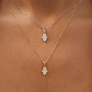 14k Gold Diamond Studded Hamsa pendant, Classic Diamond Hamsa, Gold Hamsa Necklace Pendant, Diamonds Gold Jewelry, Israel Jewelry