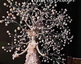 Real Pearl Wire Tree Sculpture: Unique Wedding Decoration
