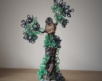This one is in California and is ready to go!Wire Sculpture tree, Woman Tree Statue, Beaded Tree Statue, Wire Tree, One of a kind!