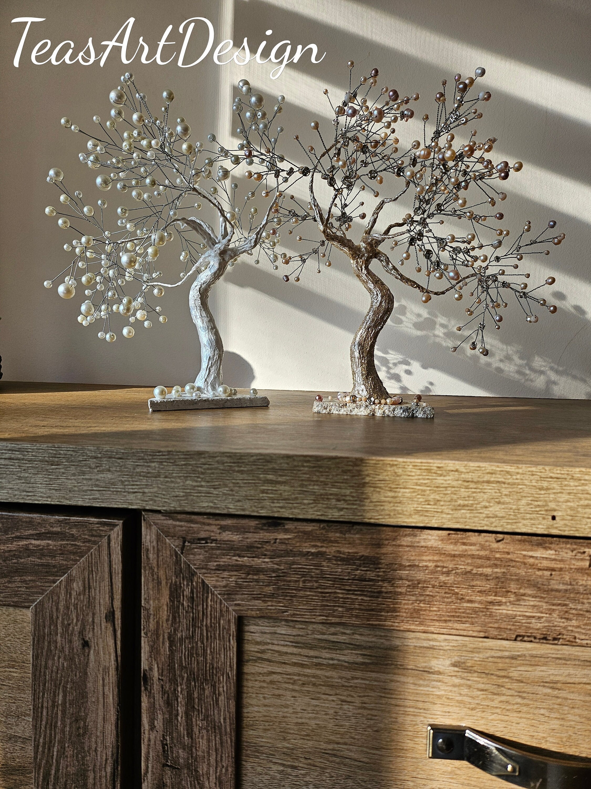 Wedding Tree, Wire Sculpture, Wire Statue, Pearl Tree, Anniversary - Main Image