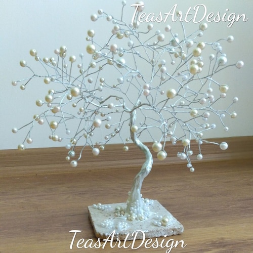 Wedding Tree Wire Sculpture Tree Anniversary Gift Pearl Etsy