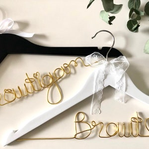 Clothes hanger for wedding personalized and individual bride groom maid of honor getting ready gift