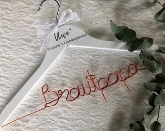 Kleiderbügel für Hochzeit mit Aufkleber Geschenk Braut Bräutigam Trauzeugin personalisiert Team Bride Getting Ready Draht