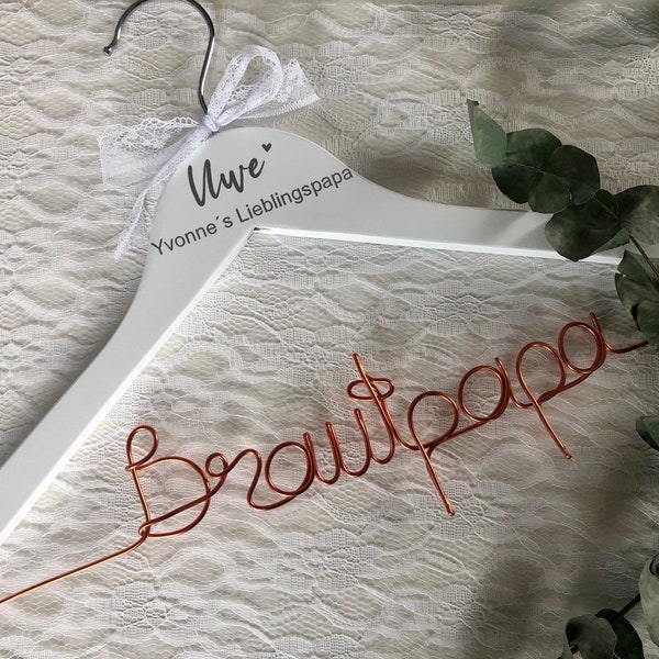 Kleiderbügel für Hochzeit mit Aufkleber Geschenk Braut Bräutigam Trauzeugin personalisiert Team Bride Getting Ready Draht