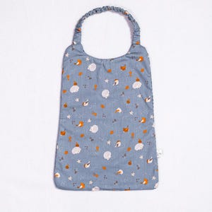 Nursery bib - Large bib with hedgehog and bird patterns - Oeko-Tex fabric and organic absorbent honeycomb - Made in France