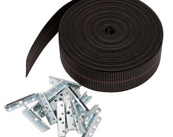 Elasbelt Webbing Kit, 2 Inch Wide x 40 Feet Long, Includes 40pk Metal End Clips and Installation Instructions