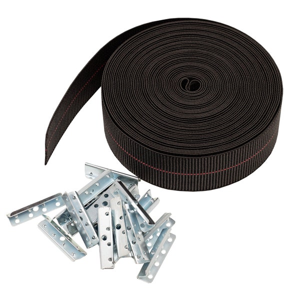 Elasbelt Webbing Kit, 2 Inch Wide x 40 Feet Long, Includes 40pk Metal End Clips and Installation Instructions