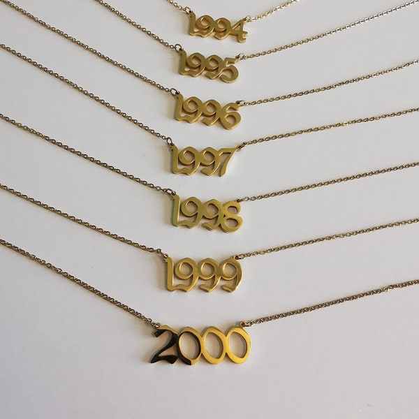 Birth Year Necklace 1994 1995 1996 1997 1998 1999 2000 necklace old English necklace year necklace Birthday necklace Birth necklace