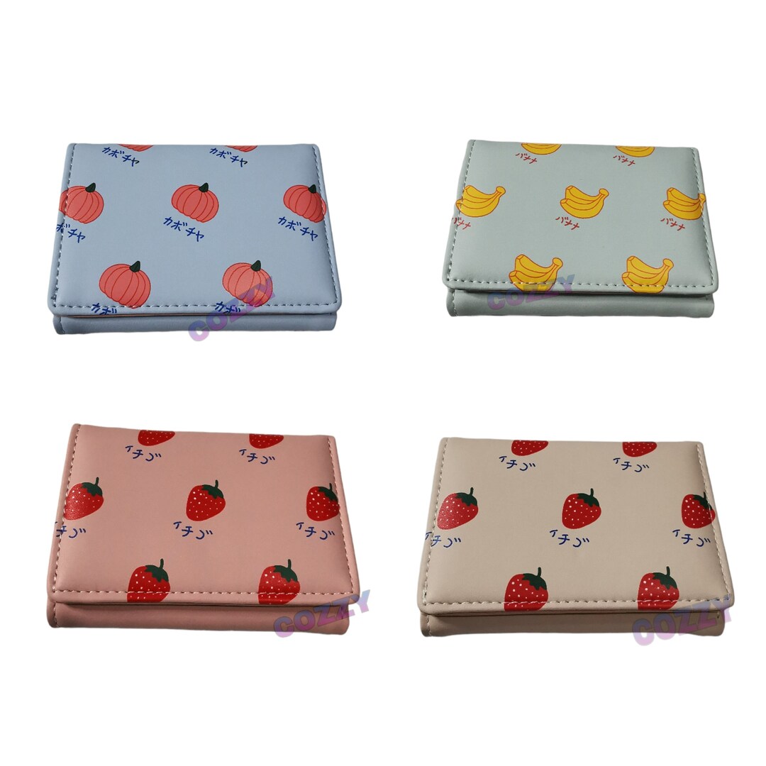 4x3 Mini Wallet Fruit Wallet Cute Wallet Trifold Wallet Strawberry Wallet Banana Wallet Pumpkin