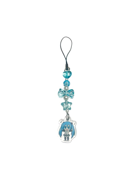 Hatsune Miku Wristlet Keychain Lanyard - Breakaway Strap With ID Badge Holder & Chibi Pendant