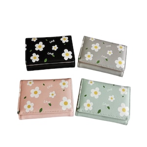 4x3" y 7.5x4" Cartera Daisy monedero margarita cartera tarjeta margarita Cartera larga Mini cartera