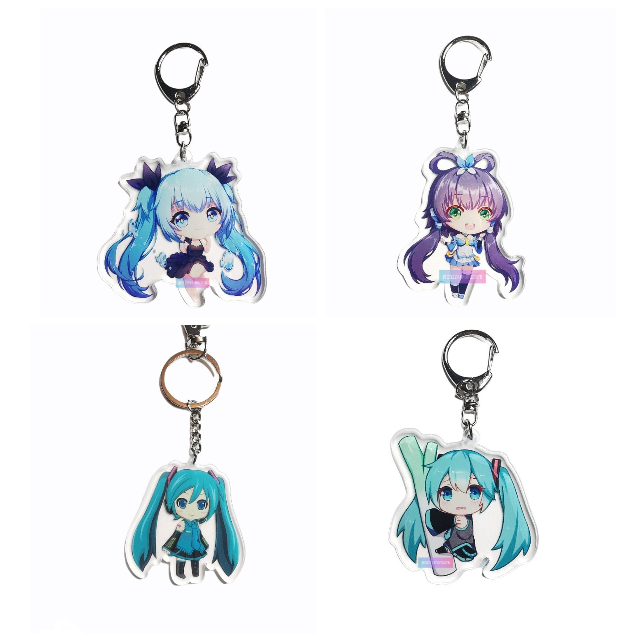 Hatsune Miku Keychain Keyring Anime Keychain Etsy