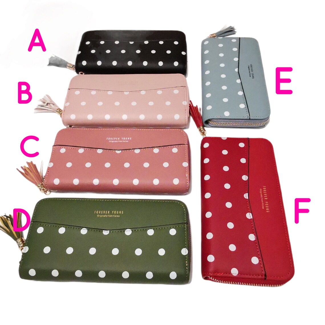 Polkadot Wallet Dots Wallet Clutch Long Wallet Etsy
