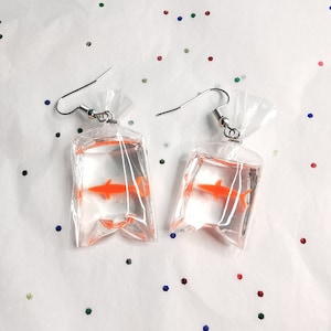 Gold fish earrings Fish Bag earrings Koi Fish earrings Hypoallergenic Goldfish earrings