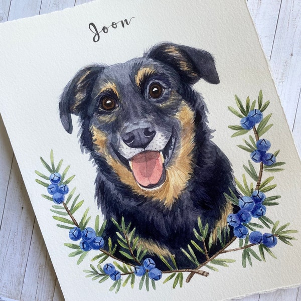 Custom Hand painted Watercolor Pet Portrait - Watercolor Dog Portrait