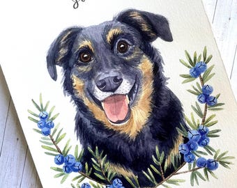 Custom Hand painted Watercolor Pet Portrait - Watercolor Dog Portrait
