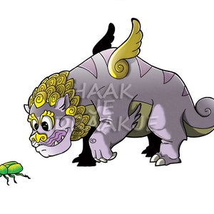 Original art print A4 Fujin the Foo Dog dragon