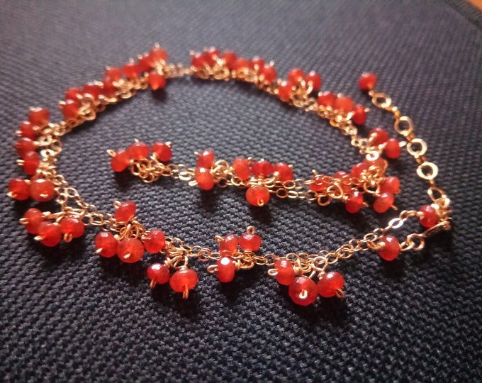 Gemstone necklace Gold filled necklace with small corniola stones