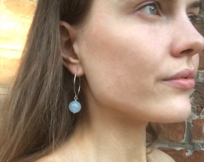 Aquamarine earrings silver earrings gold filled earrings natural stone earrings