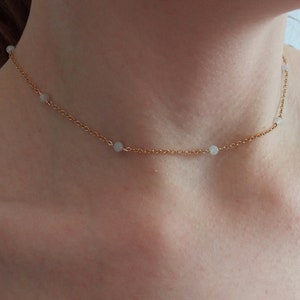Aquamarine necklace. Gold filled choker