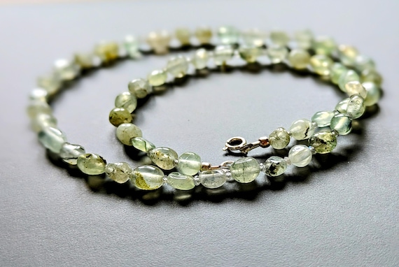 Collana prehnite, labradorite, argento 925. Collana pietre naturali . Collana cristalli verdi