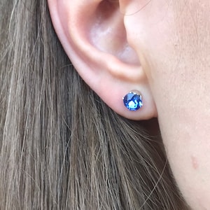 Sapphire earrings, silver earrings, September gift