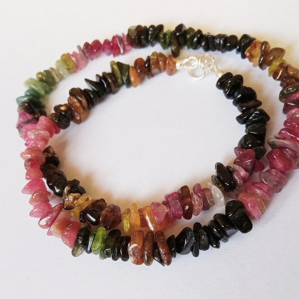 Multicolored tourmaline necklace. Necklace natural stones