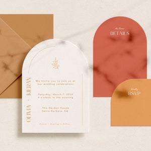 Wedding Invitation Set Template, Arch Stacked Invitation Suite, Wedding ...