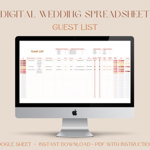 Digital Wedding Spreadsheet | Guest List | Wedding Planning Spreadsheet | Google Sheets Template