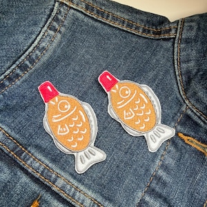 Embroidered Iron-On Patch – Soy Sauce Fish Bottle Design Kawaii patch for clothes, jackets, backpacks