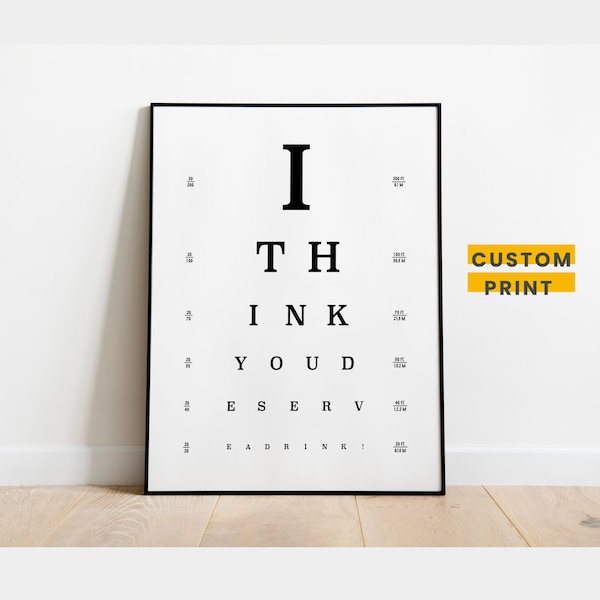 Custom Vintage Snellen Eye Test Chart