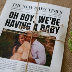 Editable Vintage Pregnancy Announcement Newspaper - Extra! Extra! We&#39;re Having a Baby!