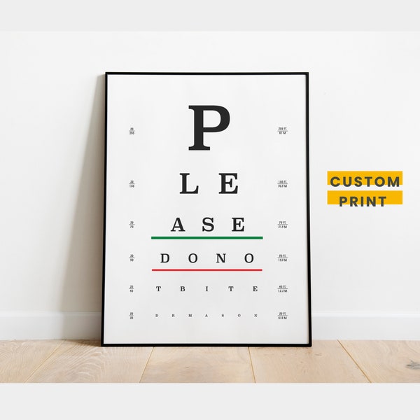 Custom Vintage Snellen Eye Test Chart with Color Bars