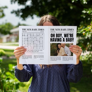 Editable Vintage Pregnancy Announcement Newspaper - Extra! Extra! We&#39;re Having a Baby!