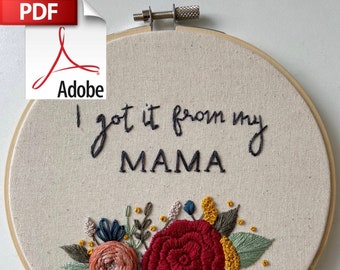 I got it from my MAMA Embroidery pattern, Embroidery PDF Pattern, pattern, for her, floral embroidery, clothes embroidery pattern