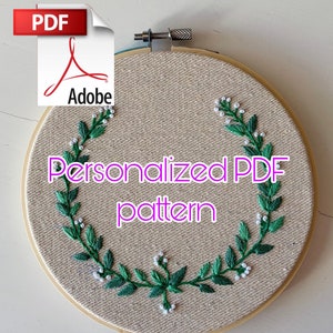 Personalized hand embroidery pattern, handmade embroidery, wedding gift, couples embroidery, baby name hoop, personalized embroidery hoop