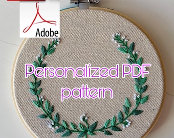 Personalized hand embroidery pattern, handmade embroidery, wedding gift, couples embroidery, baby name hoop, personalized embroidery hoop
