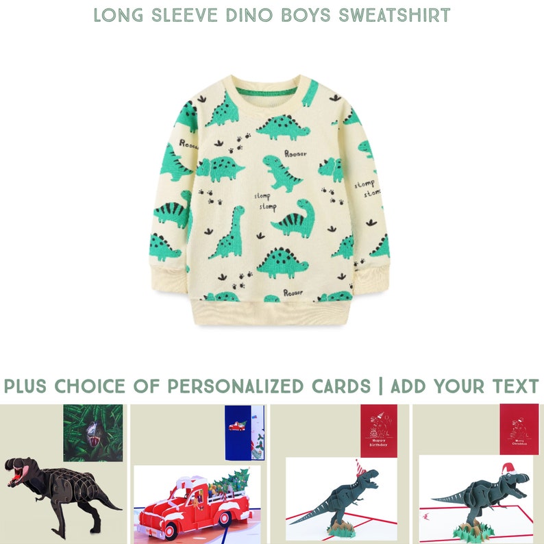 Full Sleeve Dino Boys Sweatshirt | Birthday and Christmas Gift for Kid Clothing for Boys 2-8 Years and Birthday and Christmas gifts for kids 