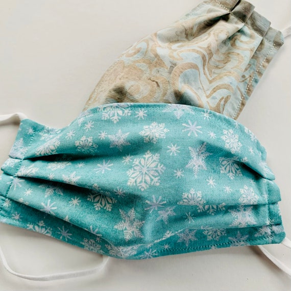 Teal Snowflakes Face Mask Winter Face Cover Mask for Winter Etsy
