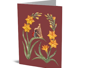 Kaart augustus (lieveheersbeestje en gladiool)