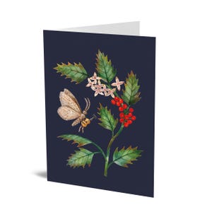 Kaart december (wintervlinder en hulst)