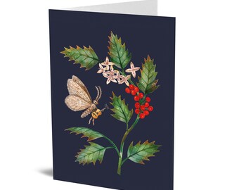 Kaart december (wintervlinder en hulst)